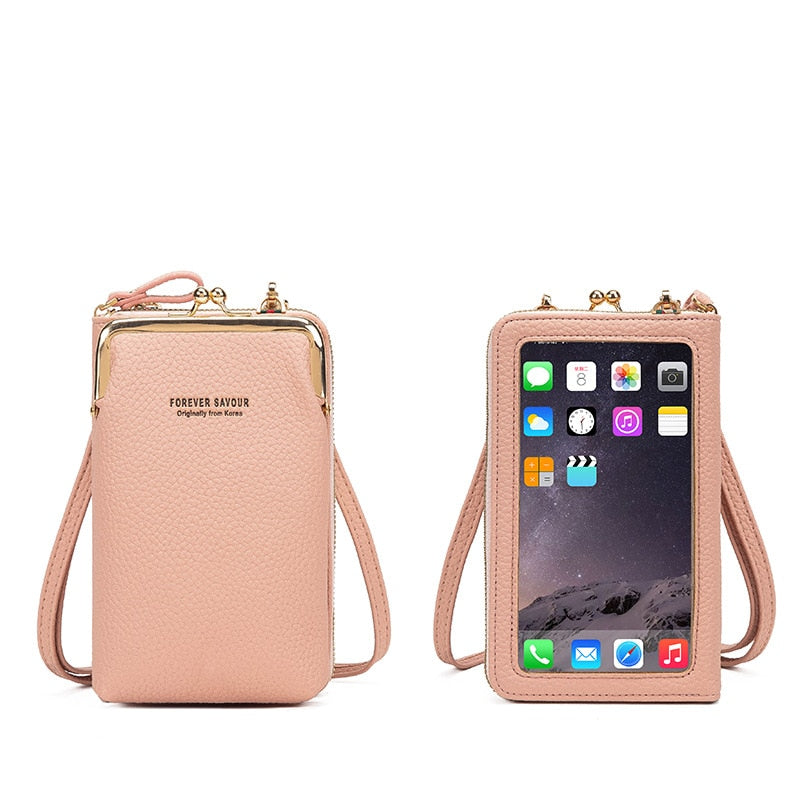 Women's Soft PU Faux Leather Crossbody Bag with Touch Screen Pocket