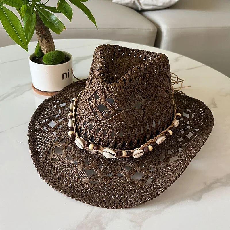 Chapeau Bohème en Paille pour Femme – Style Vintage Été et Plage