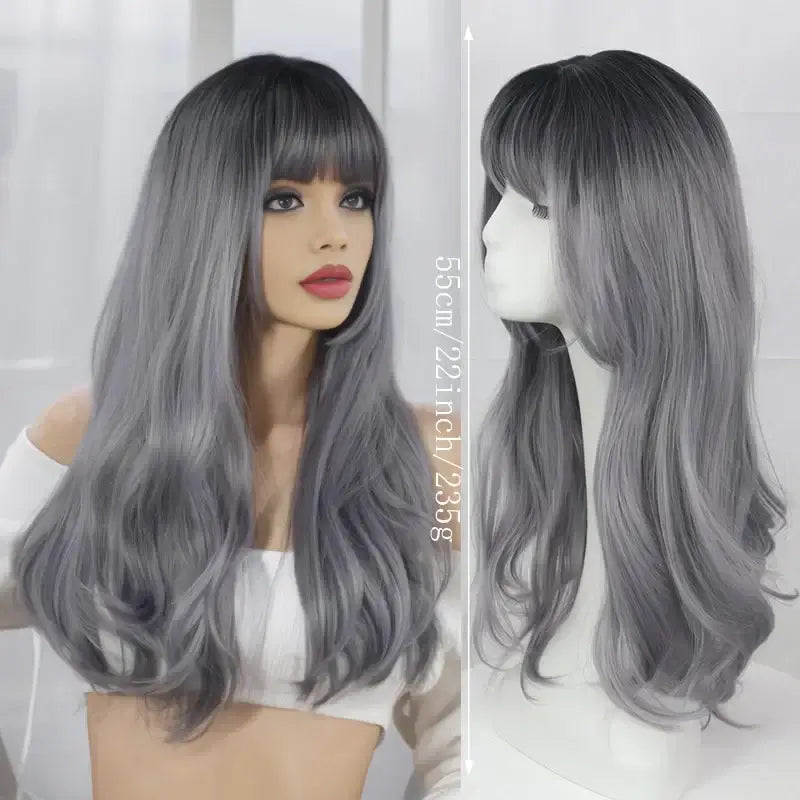 Stylish Femme Perruque Longue Multifonctionnelle – Texture Ondulée et Volume