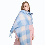 Écharpe Foulard Femme Hiver Style Classique Polyester Chaud à Franges