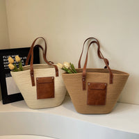 Sac d'Épaule Grand Format Tendance en Tissu Tressé