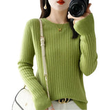 Pull Chaud à Manches Longues avec Col Rond et Motifs Rayés