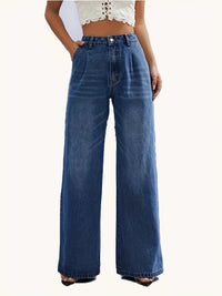 Jean large à taille mi-haute pour femme avec motif de barbe de chat