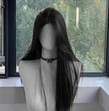 Perruque Longue Noire et Lisse pour Femme