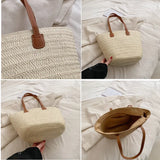 Sac cabas pour femme en paille tressée avec anse supérieure