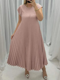 Robe Longue Évasée Plissée Taille Ample