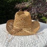 Chapeau Vintage en Paille Ajouré pour Femme - Style Harajuku avec Large Bord