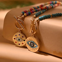 Collier ras du cou en perles de pierre colorées pour femmes