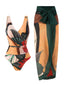 Boho Floral Print 2-Piece Swimsuit & Chic Sarong Set