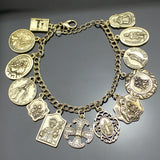 Bracelet Vintage avec Médailles Religieuses et Croix