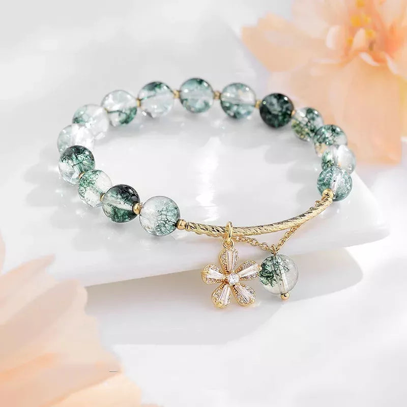 Bracelet adorned with synthetic crystal beads