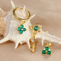 Ensemble de 3 Boucles d'Oreilles en Acier Inoxydable avec Pendentif Fleur
