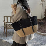 Grand sac de plage en paille pour femme