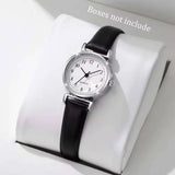 Montre femme bracelet cuir noir cadran blanc