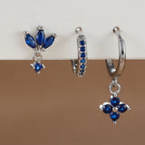 Boucles d'oreilles pendantes zircon avec motif fleur