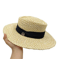 Chapeau en paille d'été à bord plat pour femme