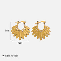 Boucles d'oreilles motif feuille en acier inoxydable