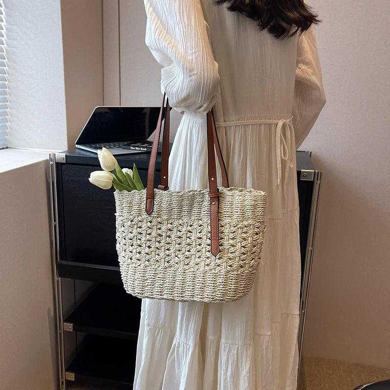 Sac en Paille Tissée Boheme pour Femme