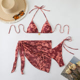 Maillot de bain 3 pièces femme, imprimé tendance fleur d'hibiscus, collection été Emakujitia