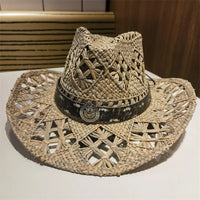 Chapeau de soleil en paille style cow-boy