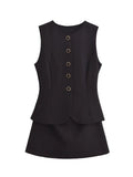 Ensemble Femme À Col Rond Sans Manches Taille Haute Unie Casual