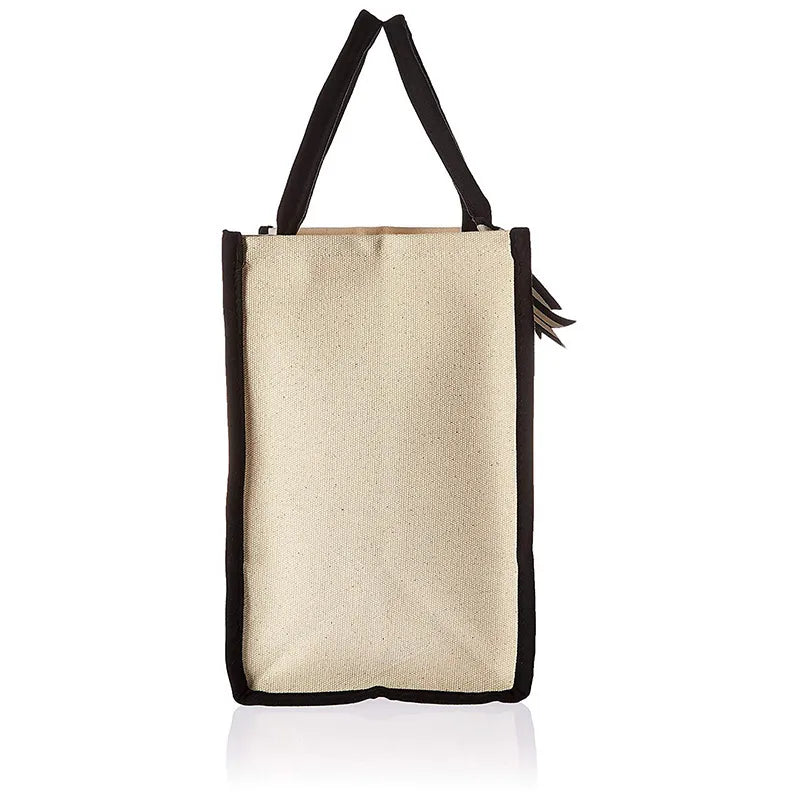 Chic letter pattern canvas tote bag.