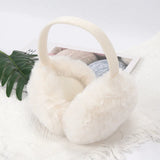 Cache-Oreilles Femme Hiver Pliable en Peluche Unie Réglable Spandex Chaud