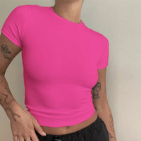 T-shirt Femme Slim Fit à Manches Courtes O-Neck Tricoté