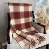 Écharpe Plaid Femme Hiver Polyester Effet Cachemire Chaude et Épaisse