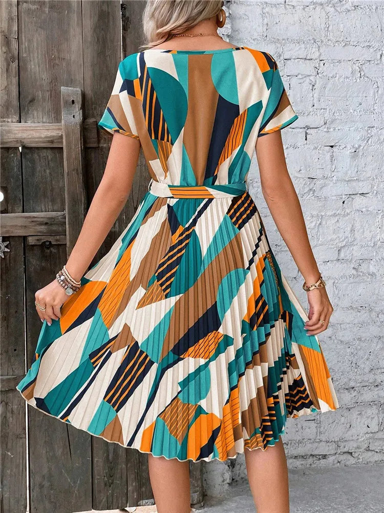 Robe d'été élégante à imprimé raffiné pour femme