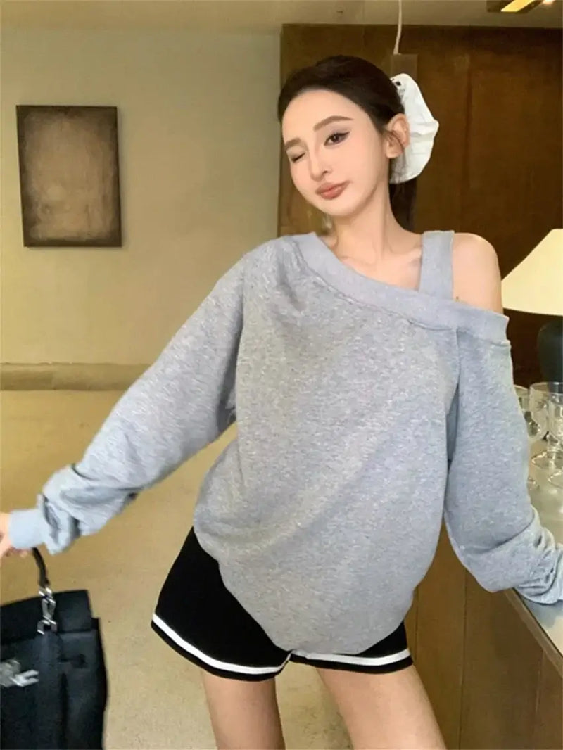 Sweat-shirt décontracté à épaules dénudées