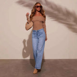 Jean large evasé à taille haute - Style Y2K