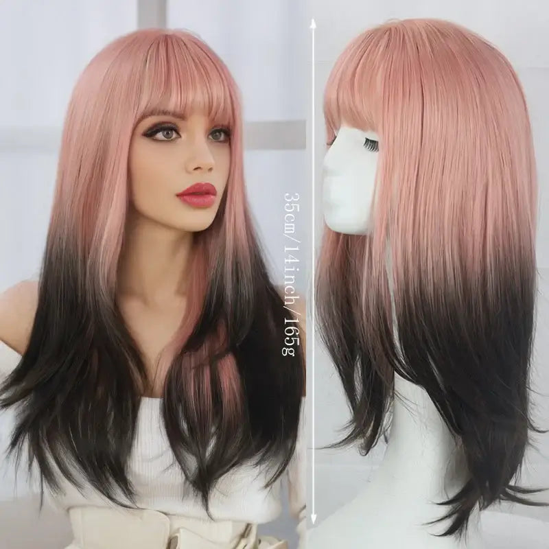 Stylish Femme Perruque Longue Multifonctionnelle – Texture Ondulée et Volume