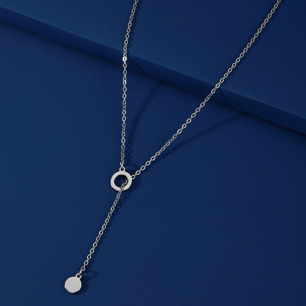 Stainless Steel Necklace with round pendant