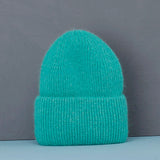 Bonnet Hiver Femme en Fourrure de Lapin Tricoté Chaud Style Minimaliste