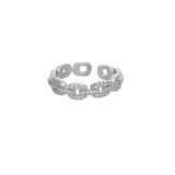 Bague ajustable dorée avec motif de zigzag et zircons Emakujitia