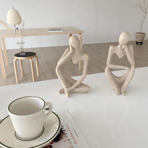 Statue Déco Résine Sable Style Nordique Pensée Yoga Salon Bureau
