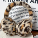 Cache-Oreilles Femme Léopard Style Y2K Hiver en Peluche Douce Protection Froid