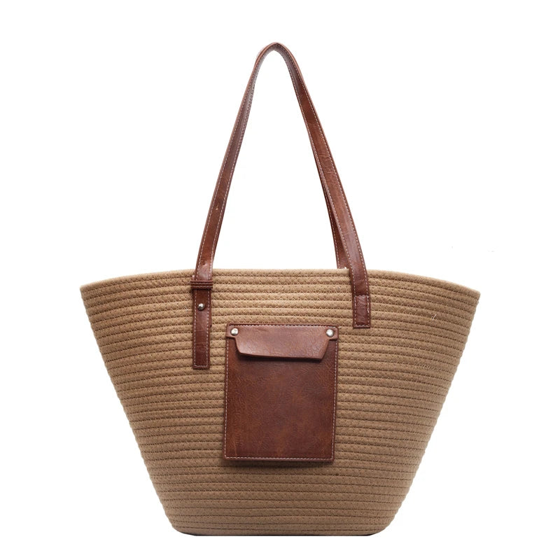 Sac d'Épaule Grand Format Tendance en Tissu Tressé
