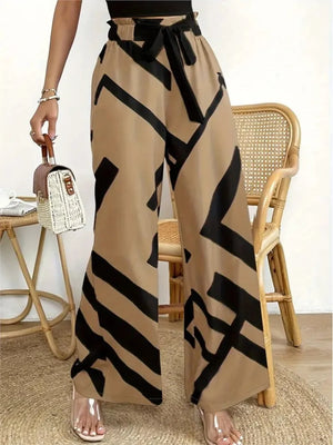 Pantalon Décontracté Femme à Imprimé Large - Élégance et Confort
