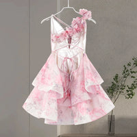 Robe Mini Élégante à Imprimé Fleuri