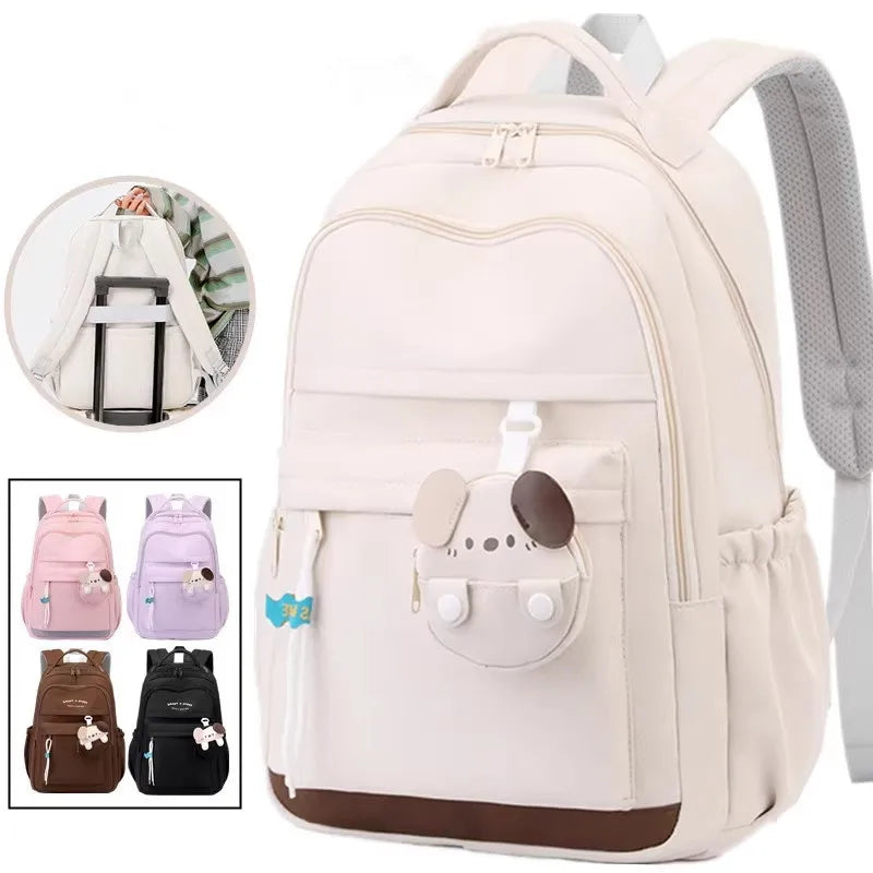 Girls' College Style Oxford Large Capacity Zippered Backpack