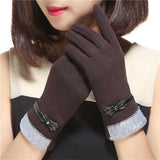 Gants Femme Hiver Vintage en Acrylique et Polyester avec Nœud Tactile