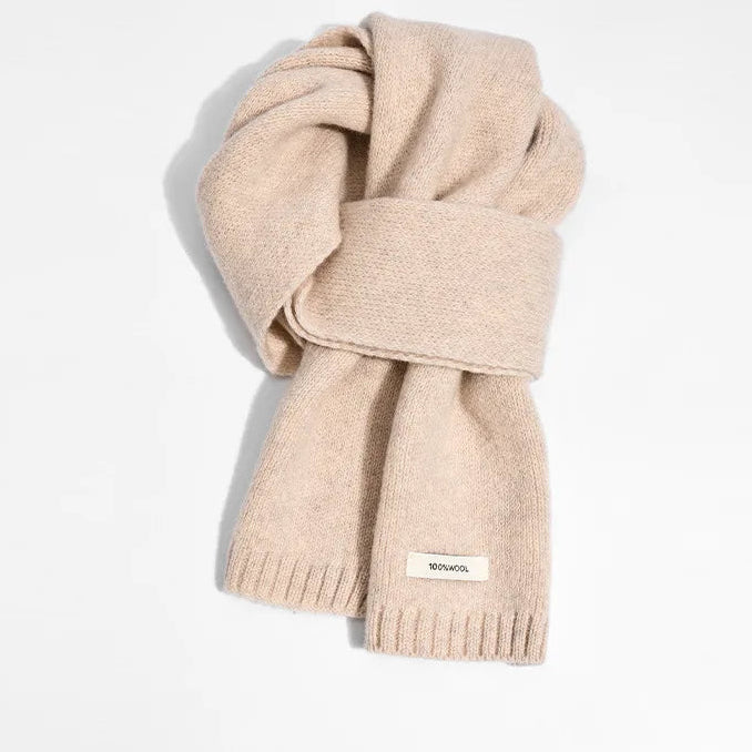 Écharpe Femme en Laine Mérinos Style Minimaliste Tricotée Unie Hiver Chaud