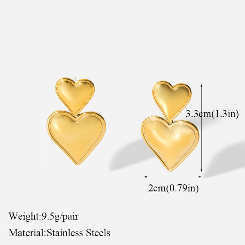 Boucles d'Oreilles pendantes motif double cœur