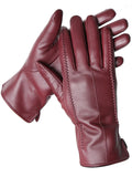 Gants Cuir Véritable Femme Hiver Fins Toucher Écran Doublure Velours Court