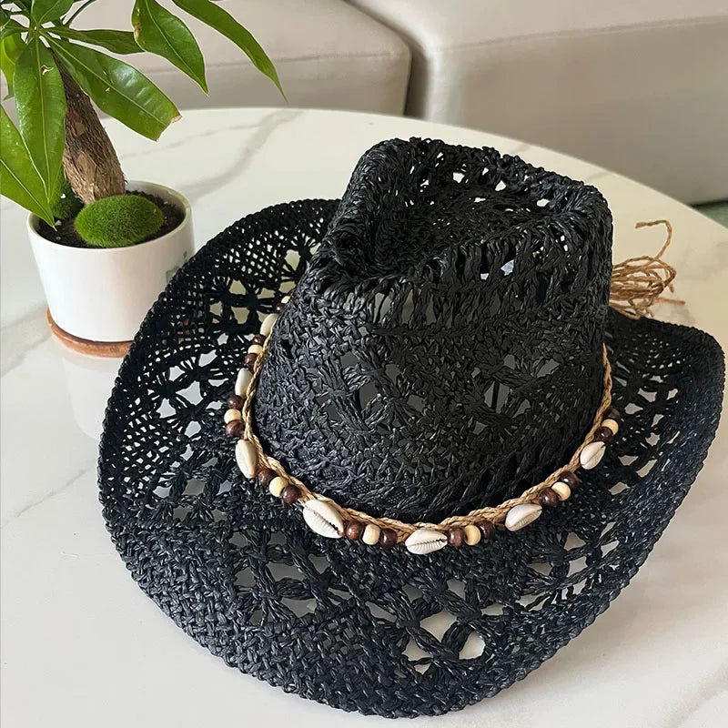 Chapeau Bohème en Paille pour Femme – Style Vintage Été et Plage