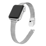 Bracelet milanese fin argenté sur Apple Watch
