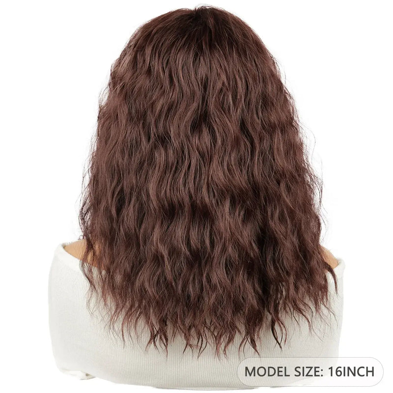 Perruque Bouclée Brune Ondulée