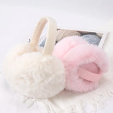 Cache-Oreilles Femme Hiver Pliable en Peluche Unie Réglable Spandex Chaud